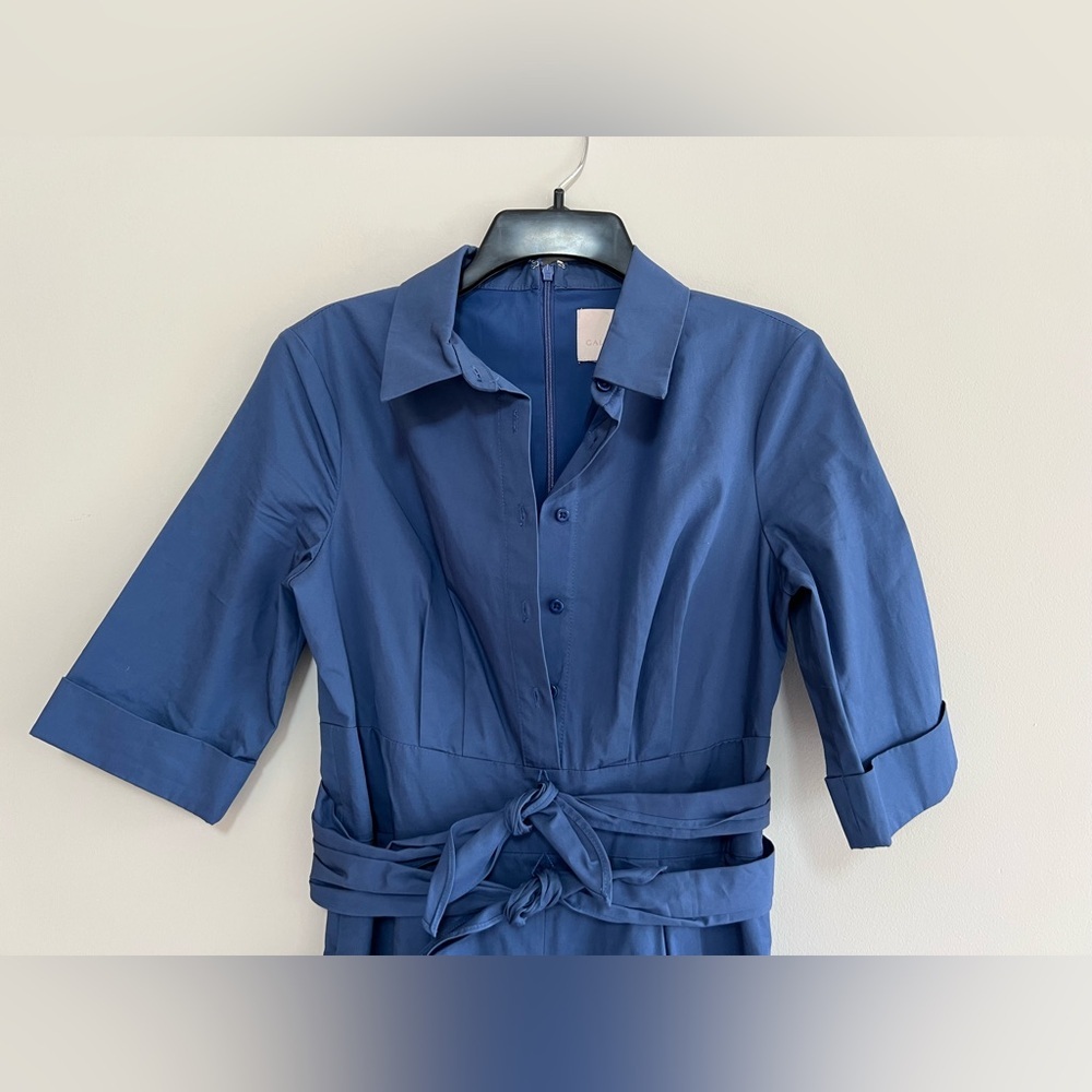 Gal Meets Glam Collection Sawyer Dual-Tie Wide-Leg Cropped Jumpsuit, Blue, 4 - Picture 10 of 12